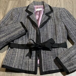 Symmetry Black and Purple Textured Blazer